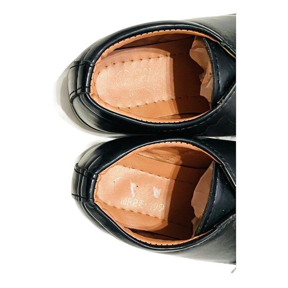 black Leather Oxford Lace Up Dress Shoes - Picture 4 of 5